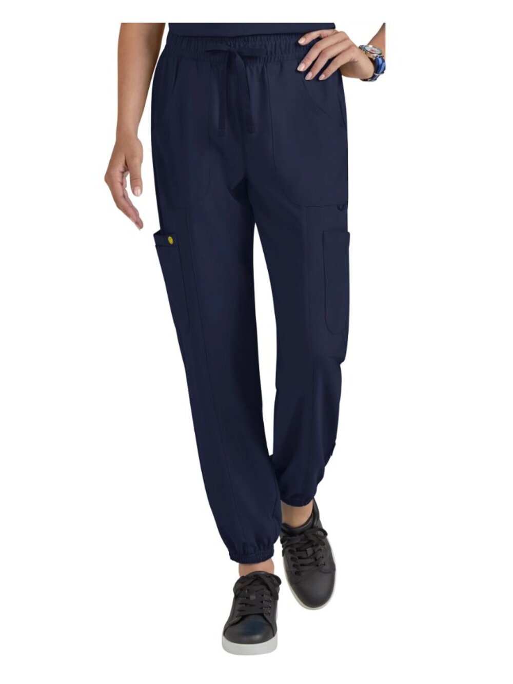 NWT Koi Smiley World Jolly Jogger 7 pocket Scrub Pants - Small (S), Navy Blue